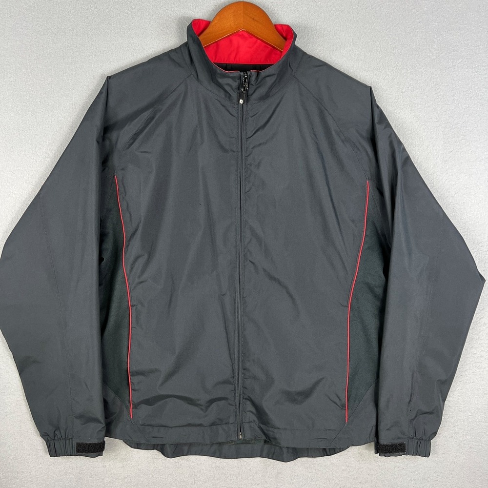 FootJoy DryJoys Golf Windbreaker Jacket Womans XL Black Red Full‎ Zip FJ Golfing